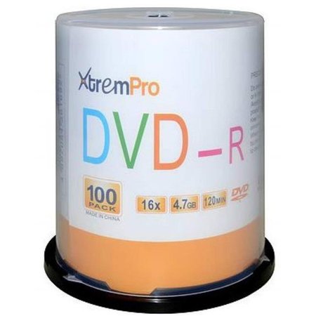 XTREMPRO Xtrempro 11033 DVD-R 16X 4.7 GB 120 Minute DVD with Blank Discs Spindle - Pack of 100 11033